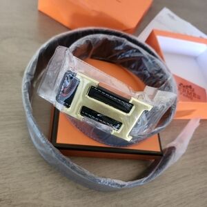 Luxury Brown Belt with Gold Buckle
